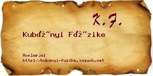 Kubányi Füzike névjegykártya